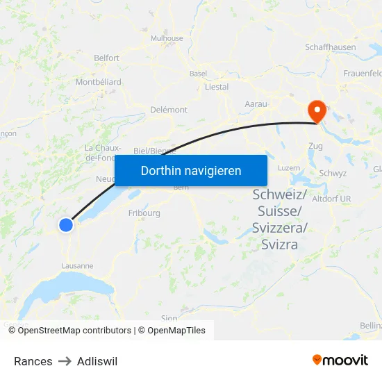 Rances to Adliswil map