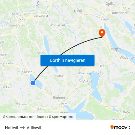 Nottwil to Adliswil map