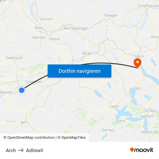 Arch to Adliswil map