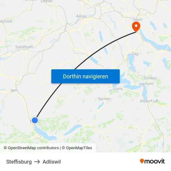 Steffisburg to Adliswil map