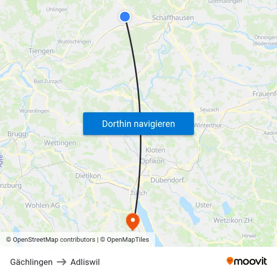 Gächlingen to Adliswil map