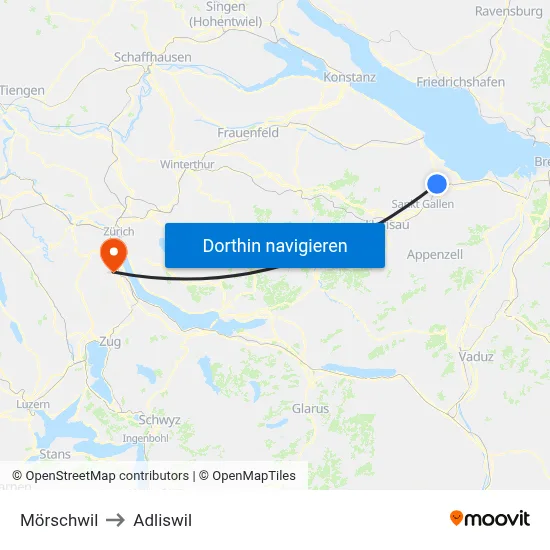 Mörschwil to Adliswil map