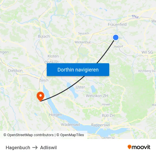 Hagenbuch to Adliswil map