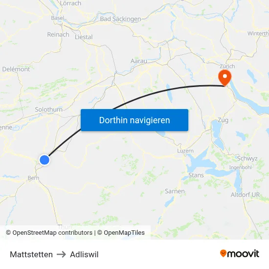 Mattstetten to Adliswil map