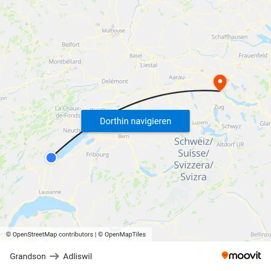Grandson to Adliswil map