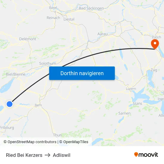 Ried Bei Kerzers to Adliswil map