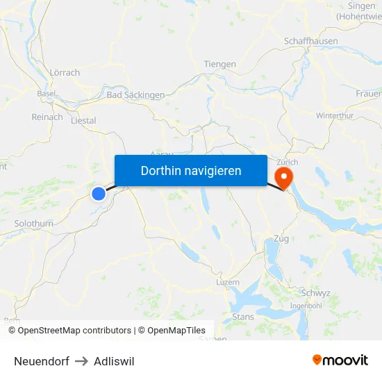 Neuendorf to Adliswil map