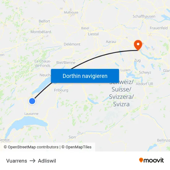 Vuarrens to Adliswil map