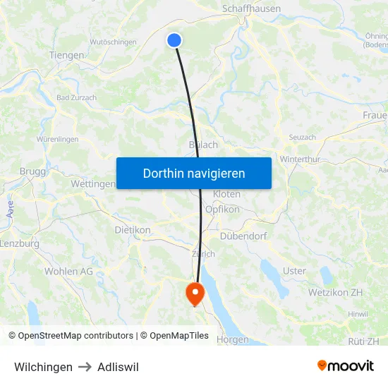 Wilchingen to Adliswil map