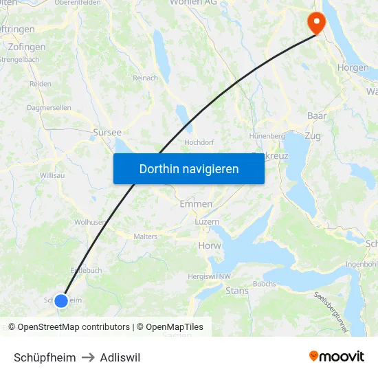Schüpfheim to Adliswil map