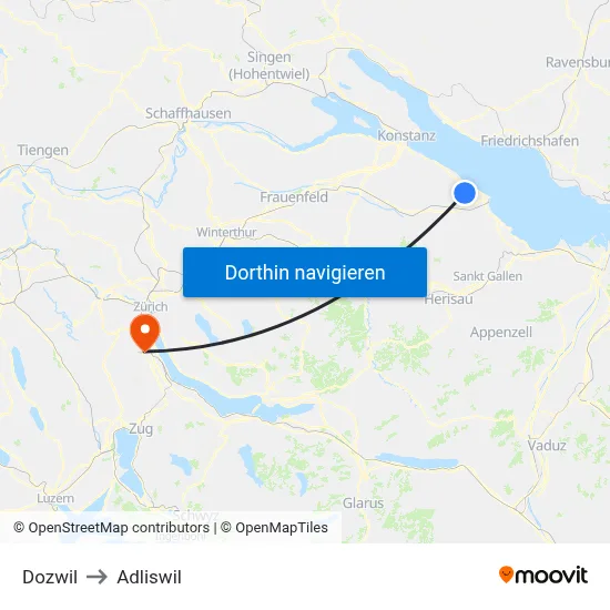 Dozwil to Adliswil map