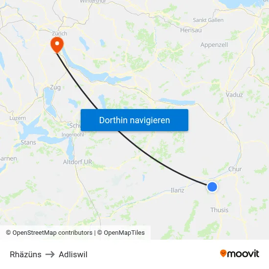 Rhäzüns to Adliswil map