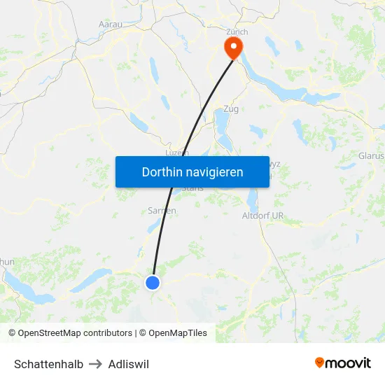Schattenhalb to Adliswil map