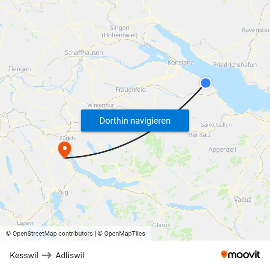 Kesswil to Adliswil map