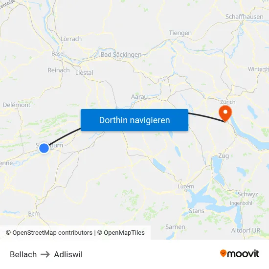 Bellach to Adliswil map