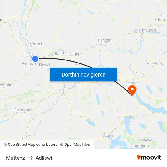 Muttenz to Adliswil map