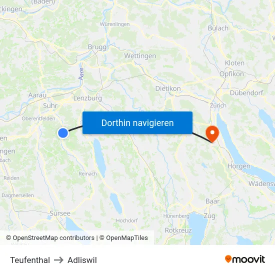 Teufenthal to Adliswil map