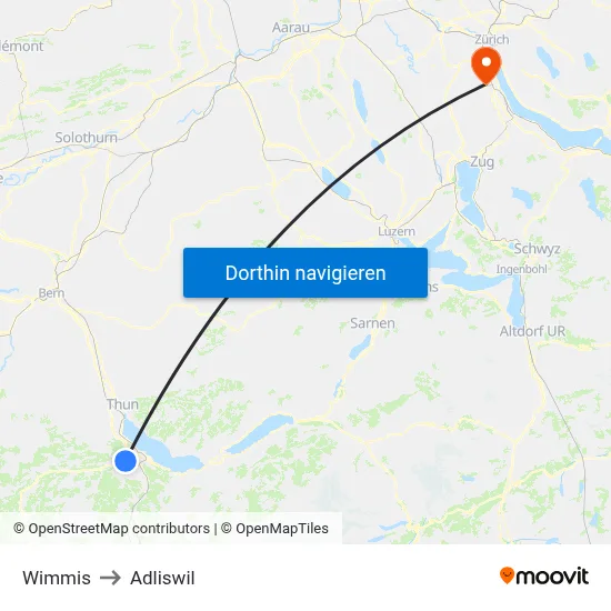 Wimmis to Adliswil map