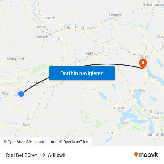 Rüti Bei Büren to Adliswil map