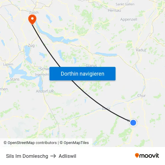 Sils Im Domleschg to Adliswil map