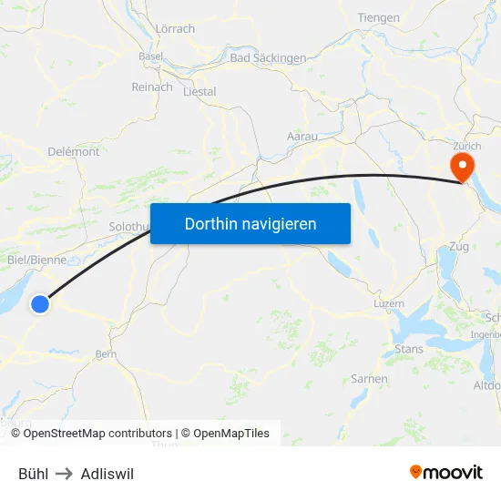 Bühl to Adliswil map