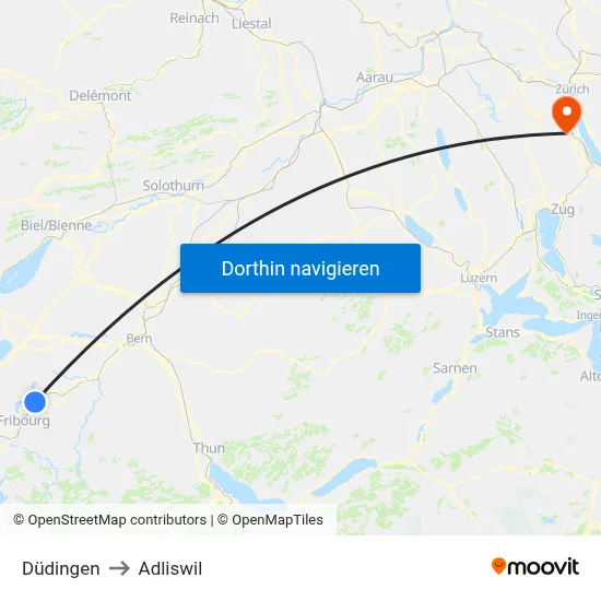 Düdingen to Adliswil map