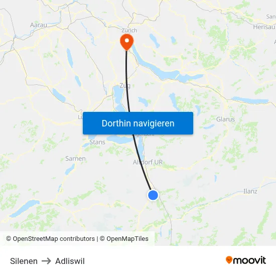 Silenen to Adliswil map