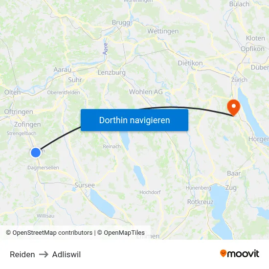 Reiden to Adliswil map