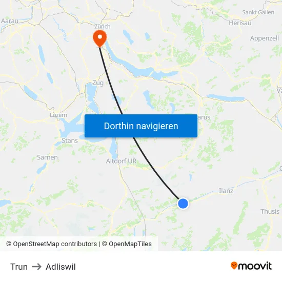 Trun to Adliswil map