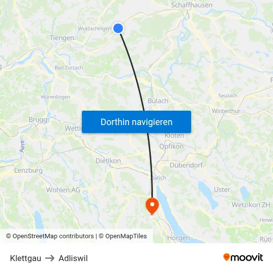 Klettgau to Adliswil map