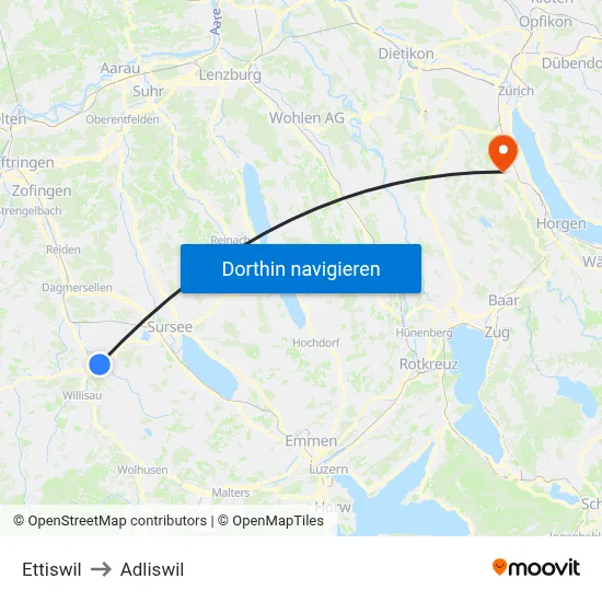 Ettiswil to Adliswil map