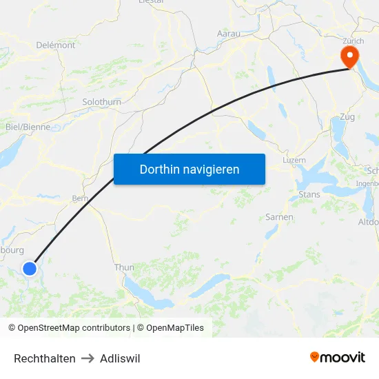 Rechthalten to Adliswil map