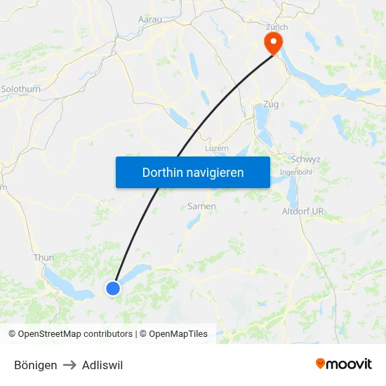 Bönigen to Adliswil map