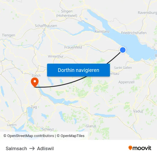 Salmsach to Adliswil map