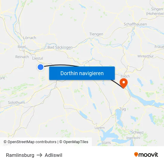 Ramlinsburg to Adliswil map