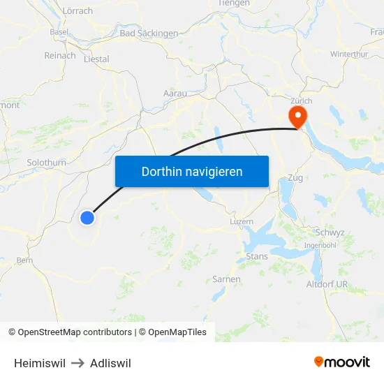 Heimiswil to Adliswil map