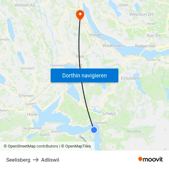 Seelisberg to Adliswil map