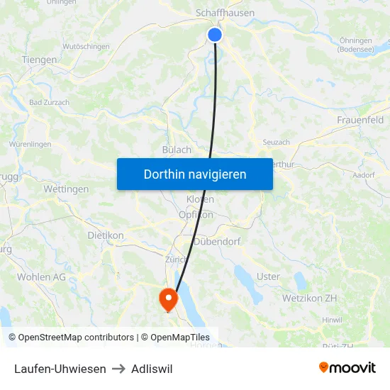 Laufen-Uhwiesen to Adliswil map