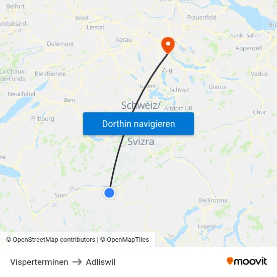 Visperterminen to Adliswil map