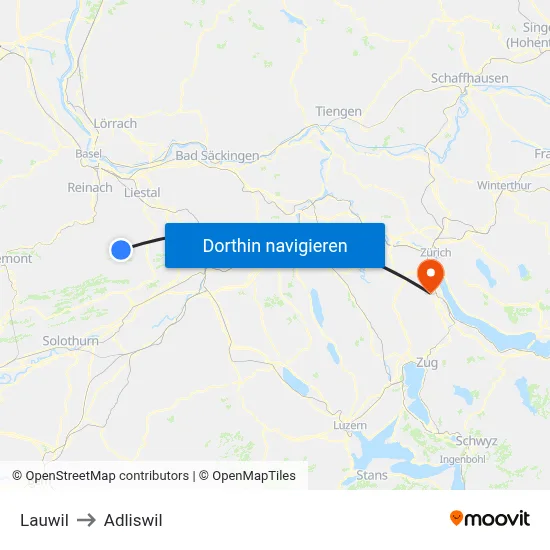 Lauwil to Adliswil map