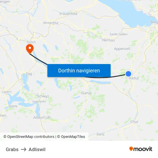 Grabs to Adliswil map
