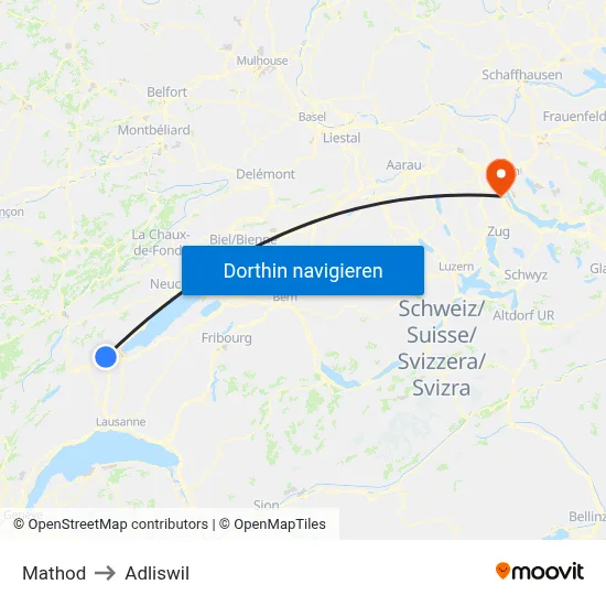 Mathod to Adliswil map