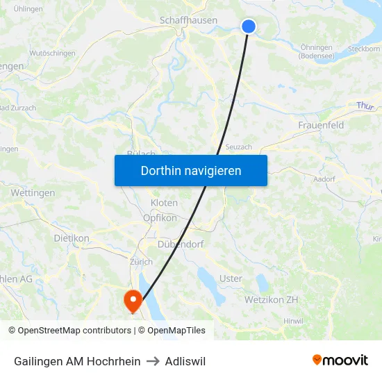 Gailingen AM Hochrhein to Adliswil map
