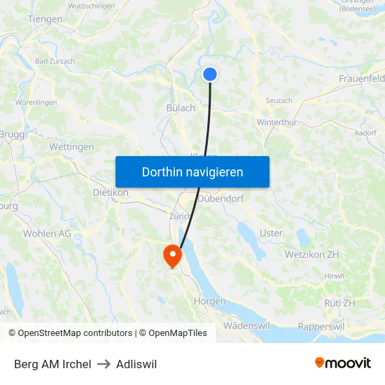 Berg AM Irchel to Adliswil map