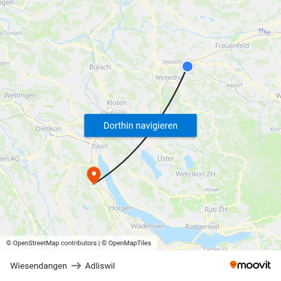 Wiesendangen to Adliswil map