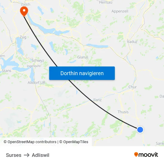 Surses to Adliswil map