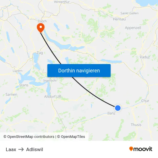 Laax to Adliswil map