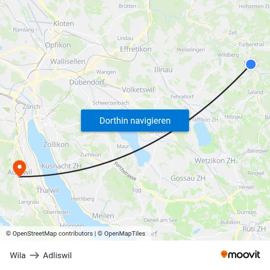 Wila to Adliswil map
