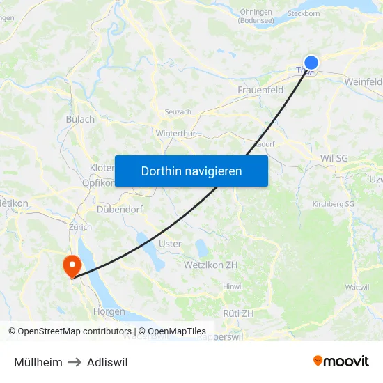 Müllheim to Adliswil map