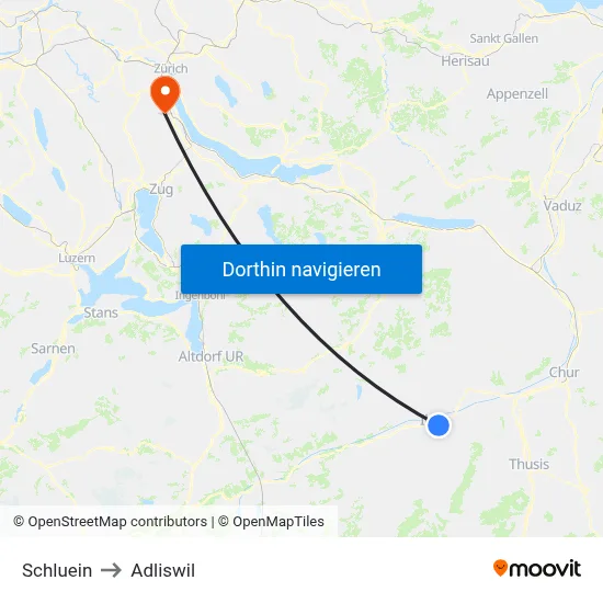Schluein to Adliswil map